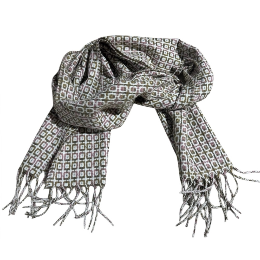 Rosemarie Collections 100% Cashmere Scarf Pink And Tan Fringe Scarf Scotland